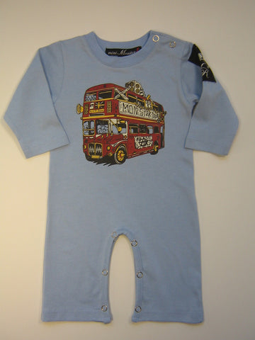 Mini Monster Double Decker London Bus One Piece Romper