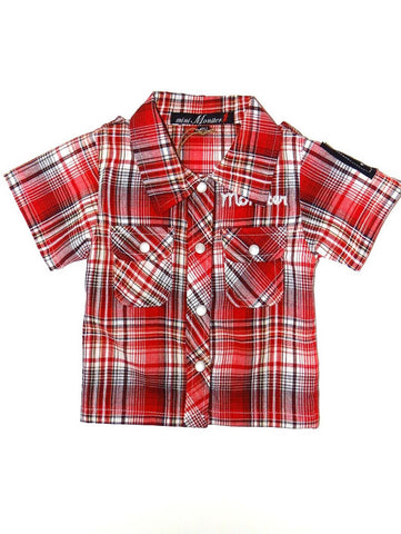 Mini Monster Plaid Camp Short Sleeve Shirt