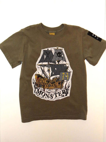 Monster Republic Olive Pirate Ship Short Sleeve Shirt